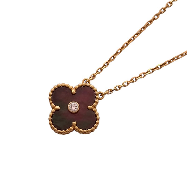 ヴァンクリーフ＆アーペル Van Cleef & Arpels ヴィンテージ アルハンブラネックレス ピンクゴールド Au750 ブラックマザーオブパール ジュエリー