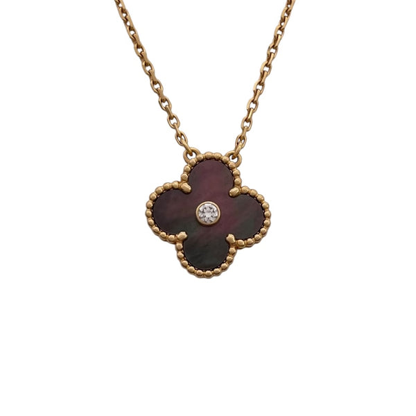 ヴァンクリーフ＆アーペル Van Cleef & Arpels ヴィンテージ アルハンブラネックレス ピンクゴールド Au750 ブラックマザーオブパール ジュエリー