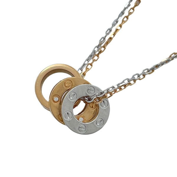 カルティエ Cartier ラブスリーフープ6Pダイヤネックレス ピンクゴールド/ホワイトゴールド Au750 ダイヤモンド ジュエリー