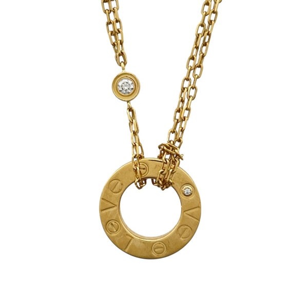 カルティエ Cartier ラブサークルネックレス2Pダイヤ ゴールド Au750 ダイヤモンド ジュエリー
