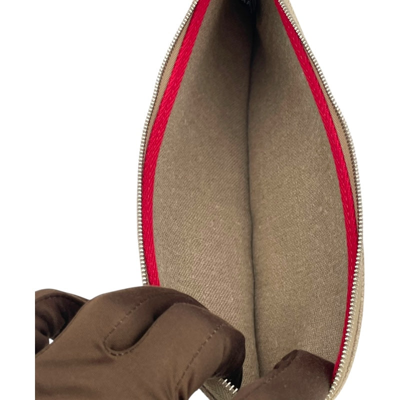 エルメス HERMES エールバッグジップキャビン50 D刻 ベージュ/レッド SV金具 トワルキャンプ/ハンター レディース ショルダーバッグ