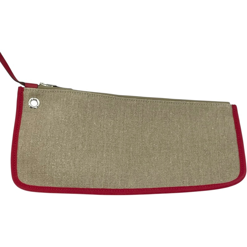 エルメス HERMES エールバッグジップキャビン50 D刻 ベージュ/レッド SV金具 トワルキャンプ/ハンター レディース ショルダーバッグ