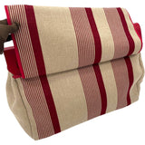 エルメス HERMES エールバッグジップキャビン50 D刻 ベージュ/レッド SV金具 トワルキャンプ/ハンター レディース ショルダーバッグ