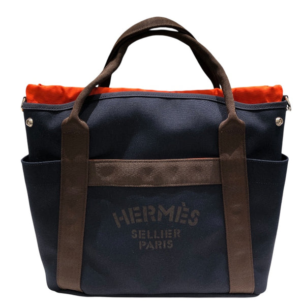 エルメス HERMES サックドパンサージュ C刻 ネイビー トワル レディース トートバッグ