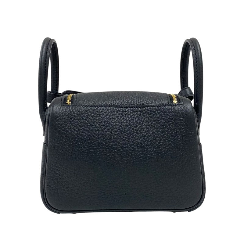 エルメス HERMES リンディミニ W刻 ブラック ゴールド金具 トリヨンクレマンス レディース ショルダーバッグ