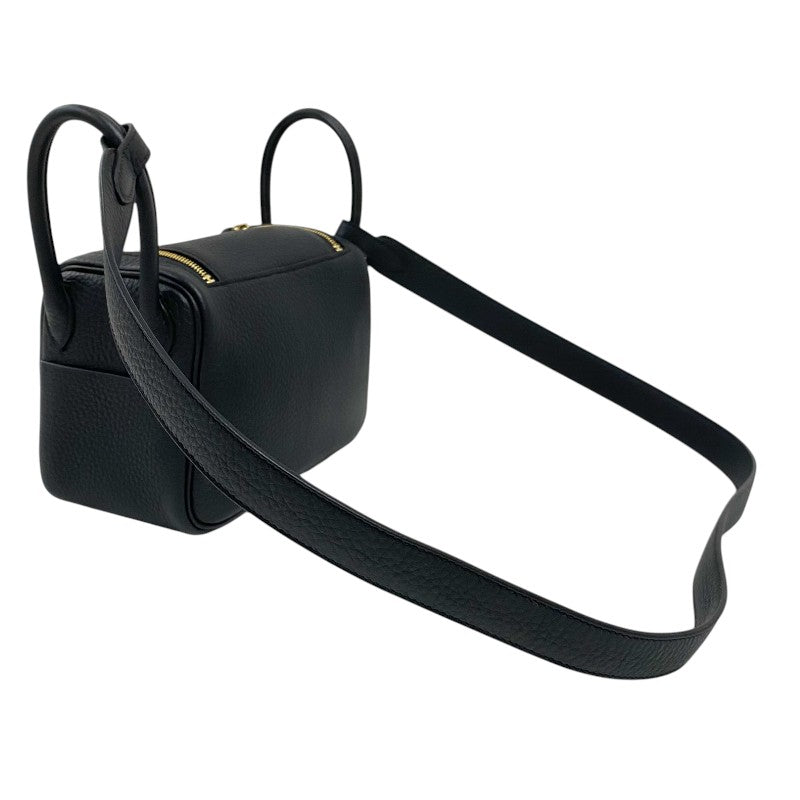 エルメス HERMES リンディミニ W刻 ブラック ゴールド金具 トリヨンクレマンス レディース ショルダーバッグ