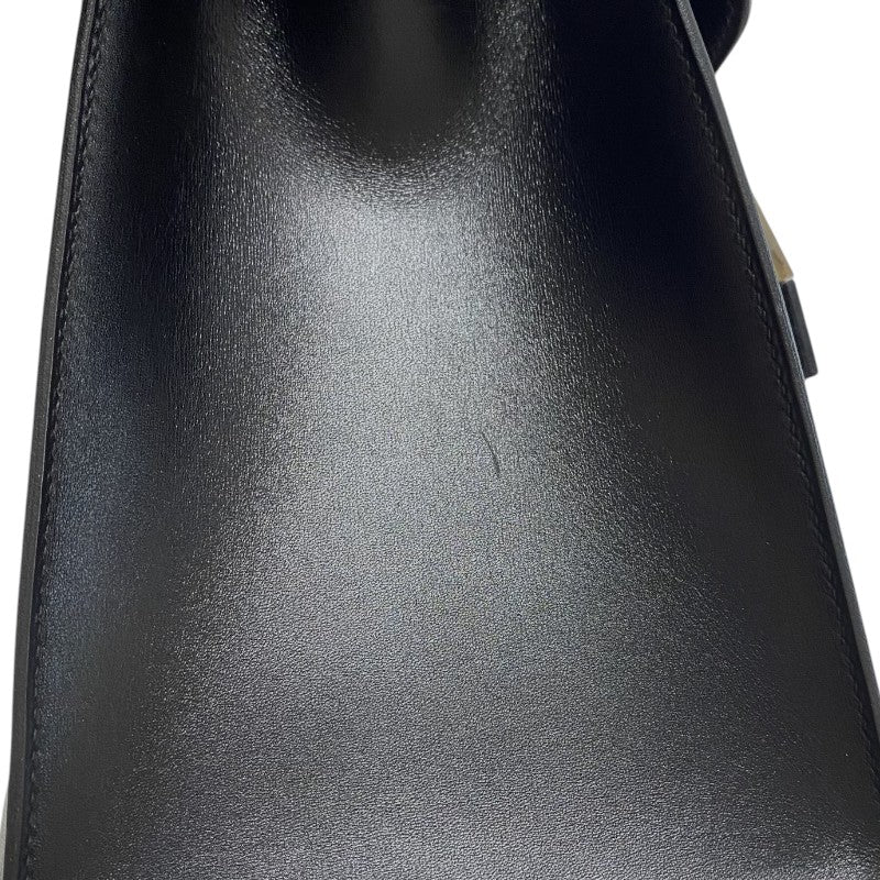 エルメス HERMES ドラッグ2 37 □D刻 ブラック シルバー金具 ボックスカーフ ユニセックス ハンドバッグ
