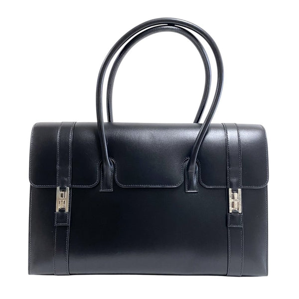 エルメス HERMES ドラッグ2 37 □D刻 ブラック シルバー金具 ボックスカーフ ユニセックス ハンドバッグ