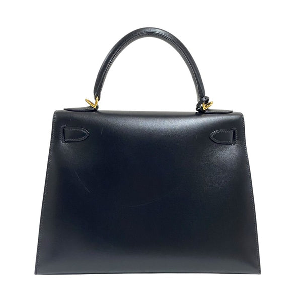 エルメス HERMES ケリー28 外縫い □G刻 ブラック ゴールド金具 ボックスカーフ レディース ハンドバッグ ショルダーバッグ