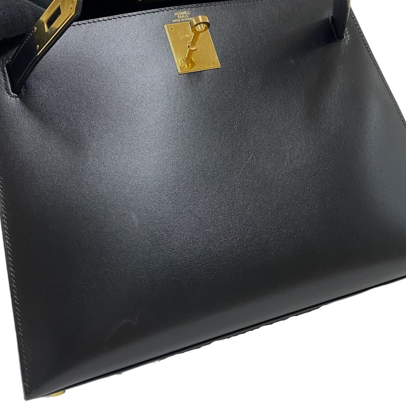 エルメス HERMES ケリー28 外縫い □G刻 ブラック ゴールド金具 ボックスカーフ レディース ハンドバッグ ショルダーバッグ