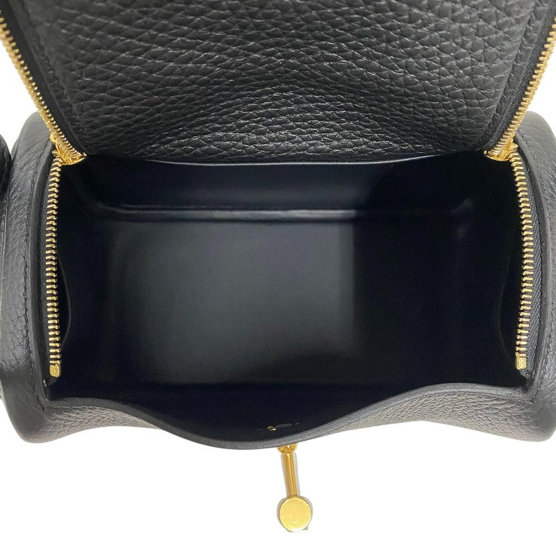 エルメス HERMES リンディミニ K刻 ブラック ゴールド金具 トリヨンクレマンス レディース ショルダーバッグ