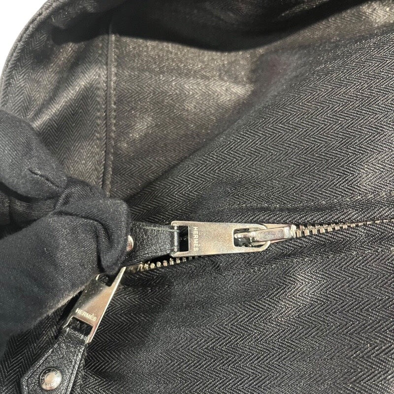 エルメス HERMES アカプルコGM ブラック シルバー金具 トワル メンズ ボストンバッグ