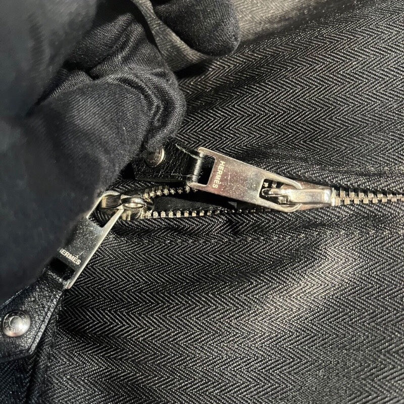 エルメス HERMES アカプルコGM ブラック シルバー金具 トワル メンズ ボストンバッグ