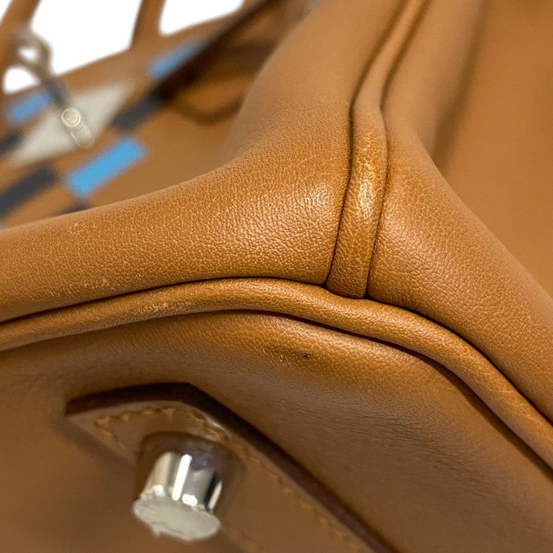 エルメス HERMES バーキン30 トレサージュ ゴールド×ブルーノール×ブルーインディゴ シルバー金具 スイフト レディース ハンドバッグ