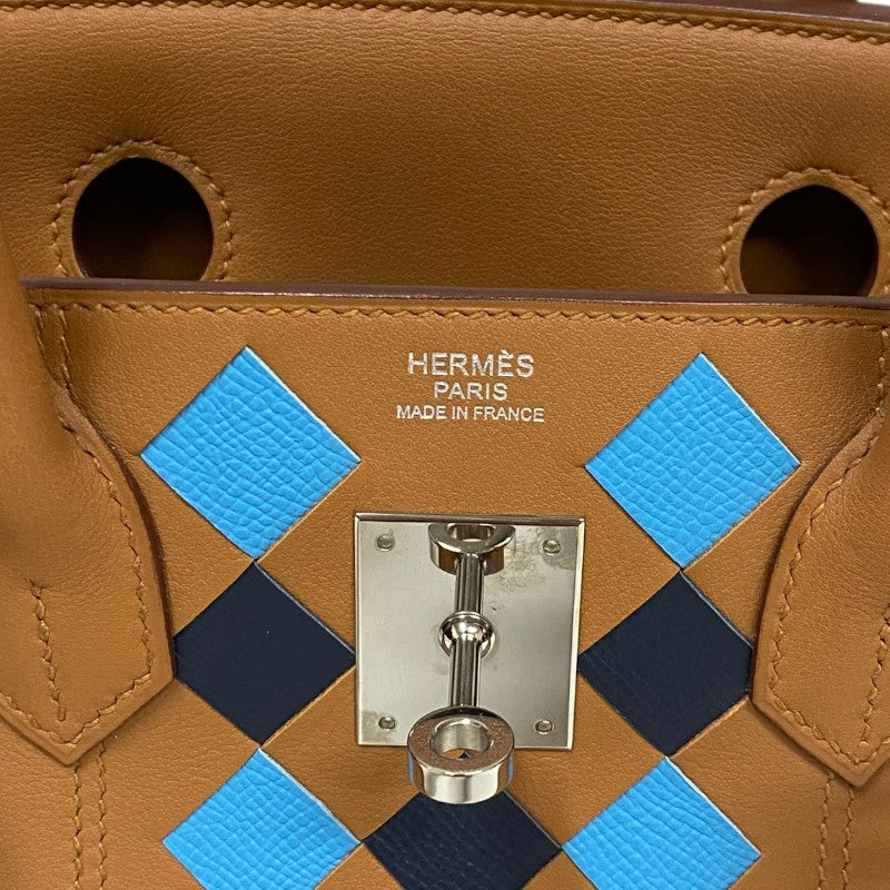 エルメス HERMES バーキン30 トレサージュ ゴールド×ブルーノール×ブルーインディゴ シルバー金具 スイフト レディース ハンドバッグ
