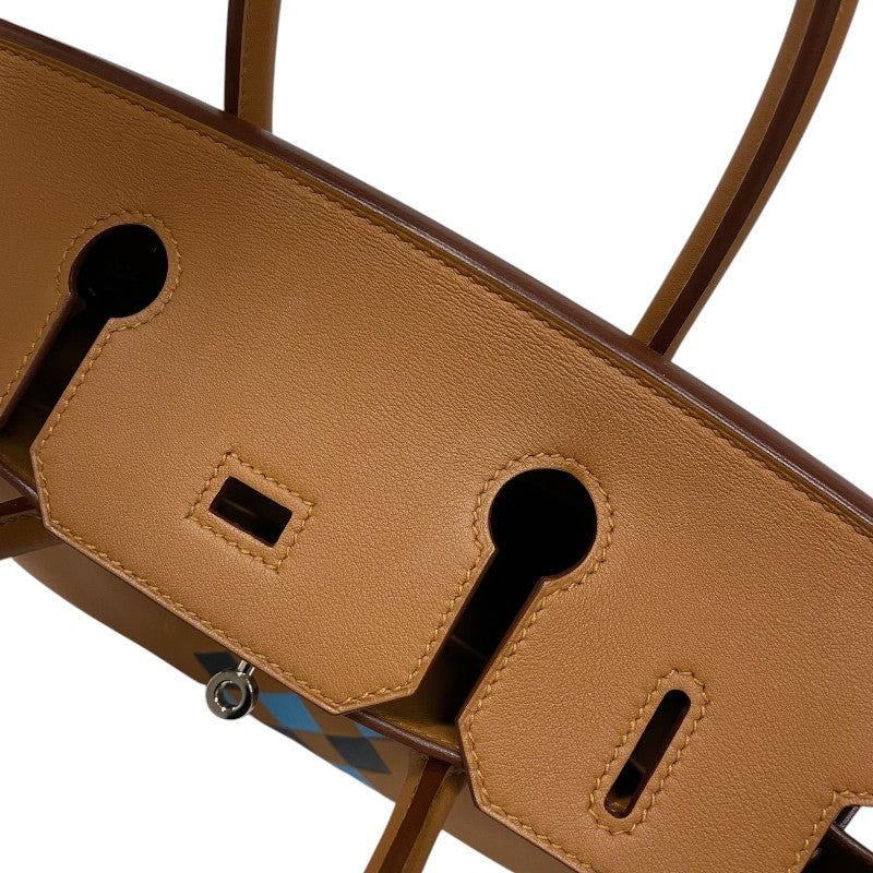 エルメス HERMES バーキン30 トレサージュ ゴールド×ブルーノール×ブルーインディゴ シルバー金具 スイフト レディース ハンドバッグ