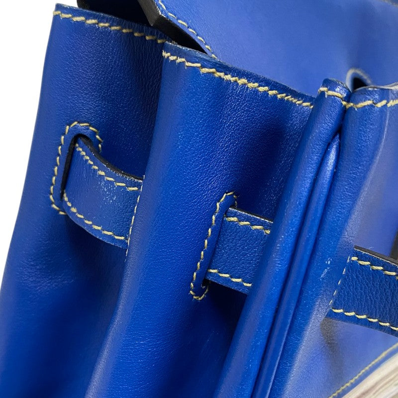 エルメス HERMES バーキン35 □F刻 ブルーフランス ゴールド金具 ガリバー ヴィブラート レディース ハンドバッグ