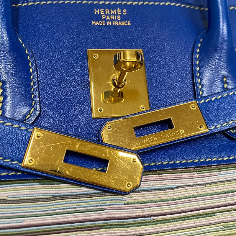 エルメス HERMES バーキン35 □F刻 ブルーフランス ゴールド金具 ガリバー ヴィブラート レディース ハンドバッグ