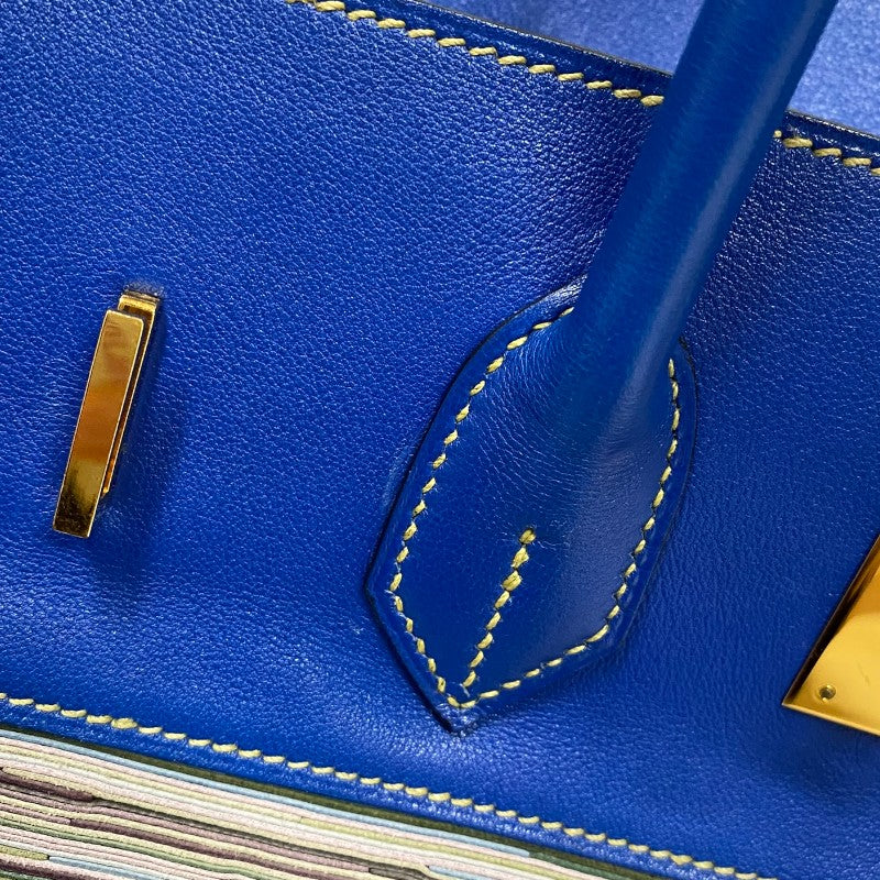 エルメス HERMES バーキン35 □F刻 ブルーフランス ゴールド金具 ガリバー ヴィブラート レディース ハンドバッグ