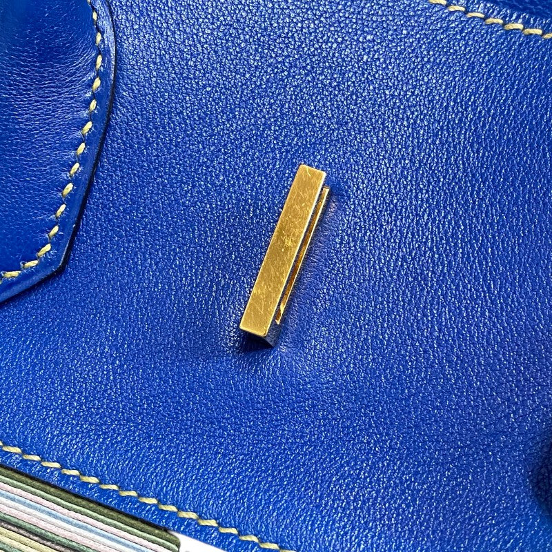 エルメス HERMES バーキン35 □F刻 ブルーフランス ゴールド金具 ガリバー ヴィブラート レディース ハンドバッグ