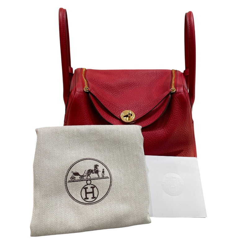 エルメス HERMES リンディ26 A刻 ルージュカザック/GD金具 トリヨン レディース ハンドバッグ