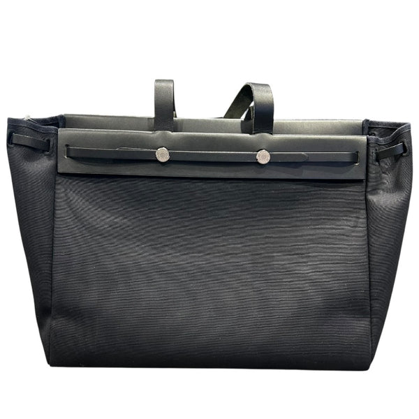 エルメス HERMES エールバッグカバスMM □G刻 ブラック/シルバー金具 トワル/レザー レディース トートバッグ