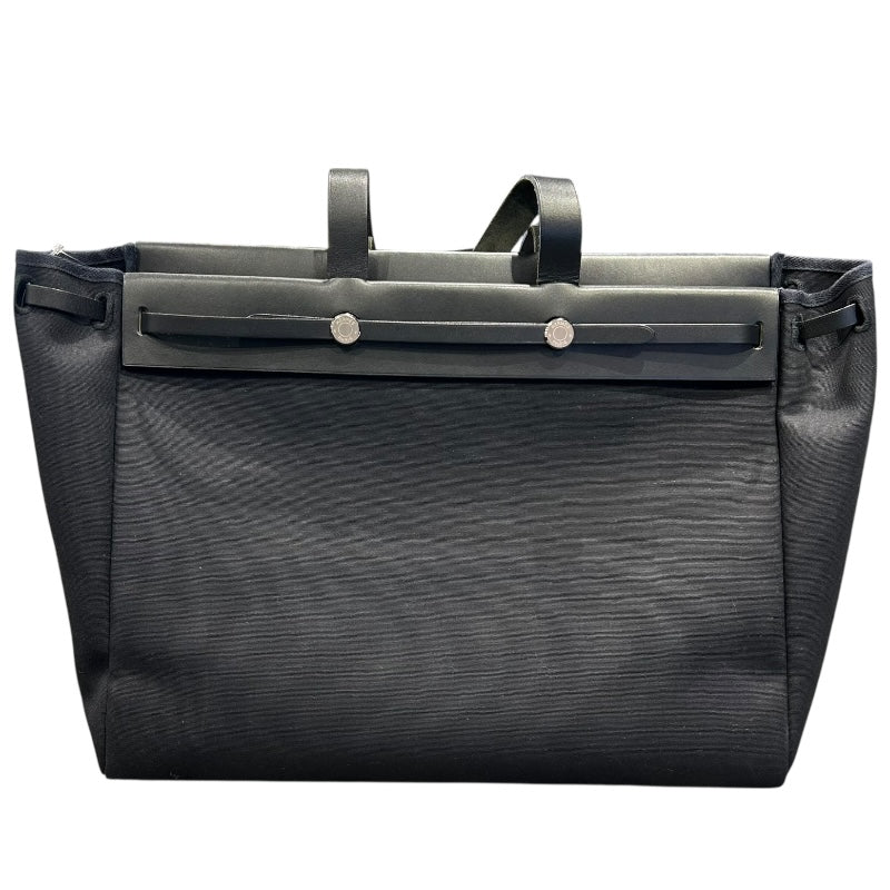 エルメス HERMES エールバッグカバスMM □G刻 ブラック/シルバー金具 トワル/レザー レディース トートバッグ