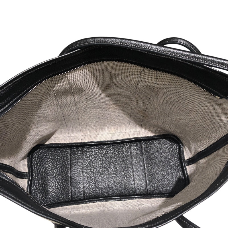 エルメス HERMES ガーデンジップMM □M刻 ブラック　シルバー金具 トワル レディース トートバッグ