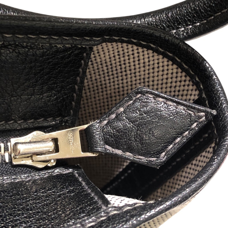 エルメス HERMES ガーデンジップMM □M刻 ブラック　シルバー金具 トワル レディース トートバッグ