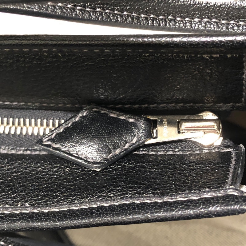 エルメス HERMES ガーデンジップMM □M刻 ブラック　シルバー金具 トワル レディース トートバッグ