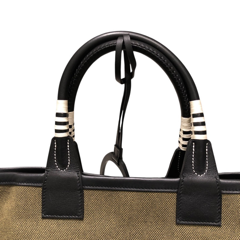 エルメス HERMES スティープル25 U刻 カーキブラック トワル・スイフト レディース ハンドバッグ