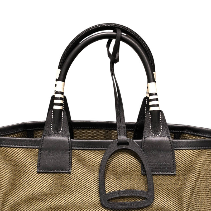 エルメス HERMES スティープル25 U刻 カーキブラック トワル・スイフト レディース ハンドバッグ