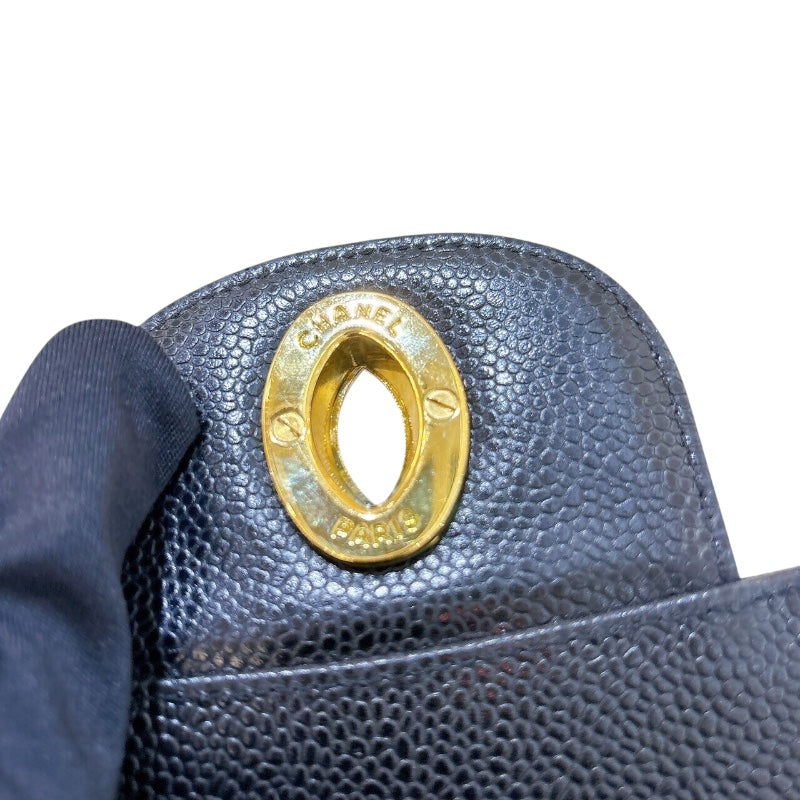 シャネル CHANEL マドモアゼルチェーンフラップバッグ ブラック/ゴールド金具 キャビアスキン レディース ショルダーバッグ
