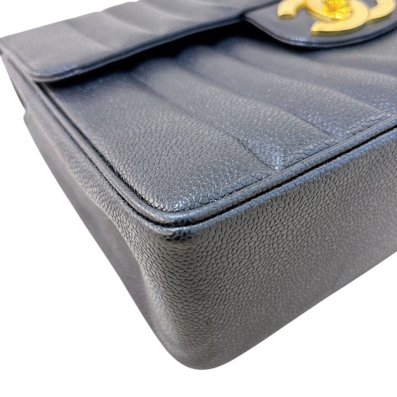 シャネル CHANEL マドモアゼルチェーンフラップバッグ ブラック/ゴールド金具 キャビアスキン レディース ショルダーバッグ