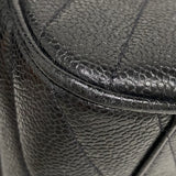 シャネル CHANEL Vステッチ ラージ フラップバッグ ブラック ゴールド金具 キャビアスキン レディース ショルダーバッグ