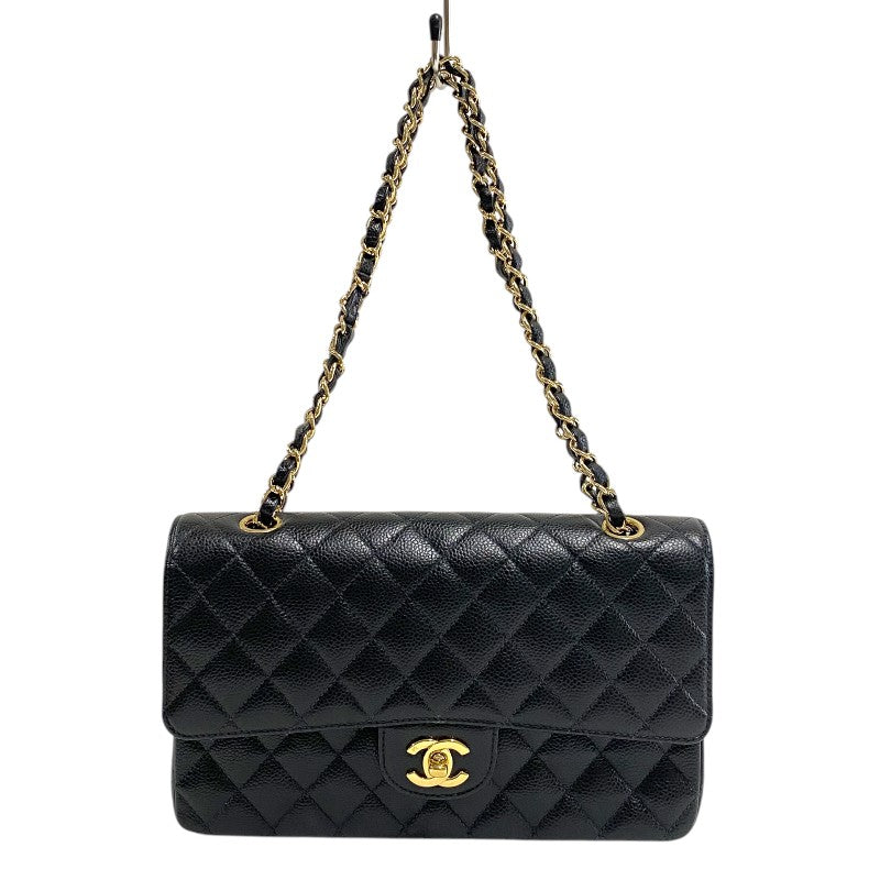シャネル CHANEL マトラッセ25 A01112 10番台 ブラック ゴールド金具 キャビアスキン レディース ショルダーバッグ