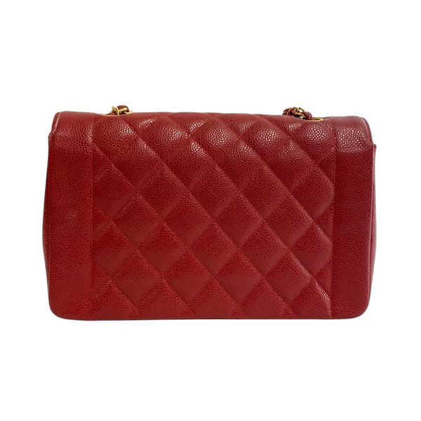 シャネル CHANEL ダイアナ25 A01165 3番台 レッド 金具ゴールド キャビアスキン レディース ショルダーバッグ