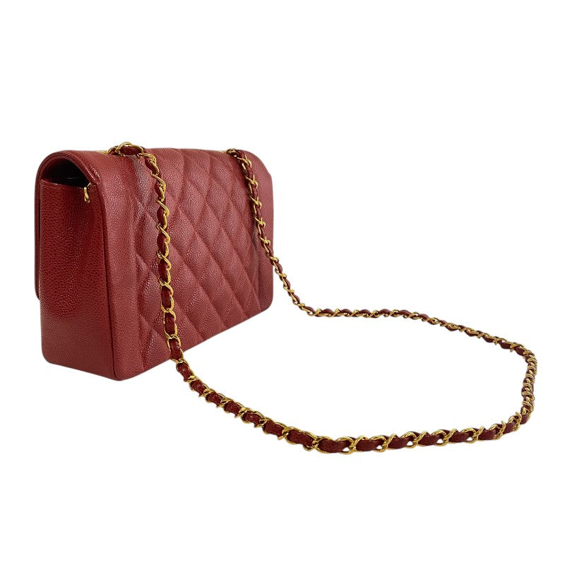 シャネル CHANEL ダイアナ25 A01165 3番台 レッド 金具ゴールド キャビアスキン レディース ショルダーバッグ