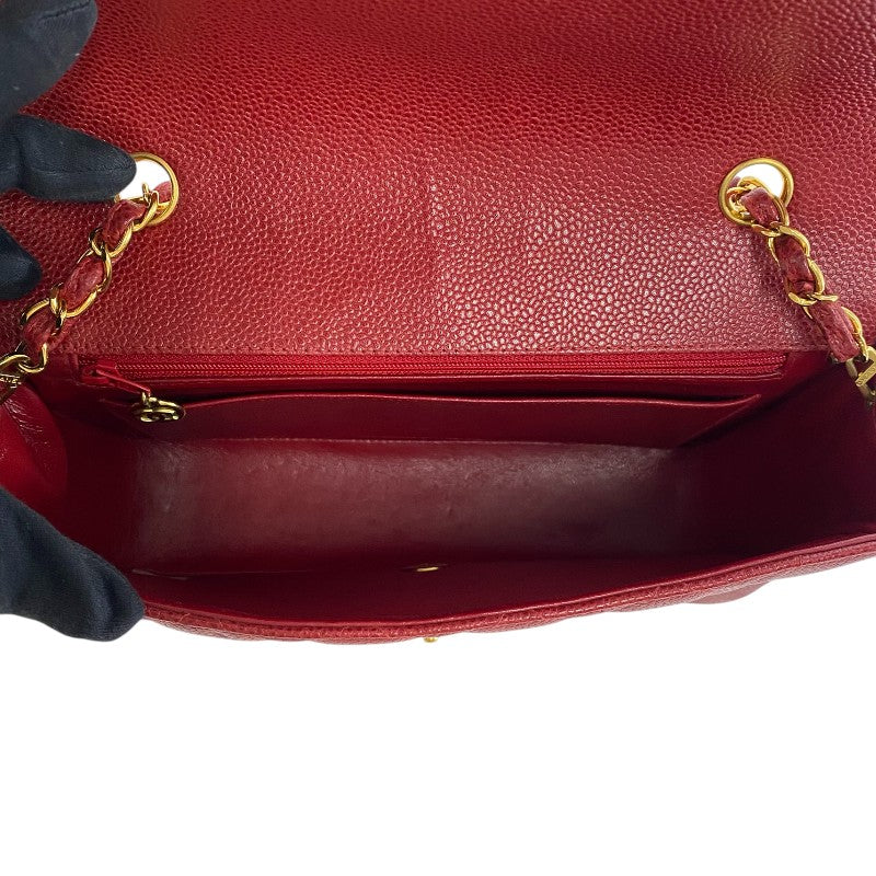 シャネル CHANEL ダイアナ25 A01165 3番台 レッド 金具ゴールド キャビアスキン レディース ショルダーバッグ