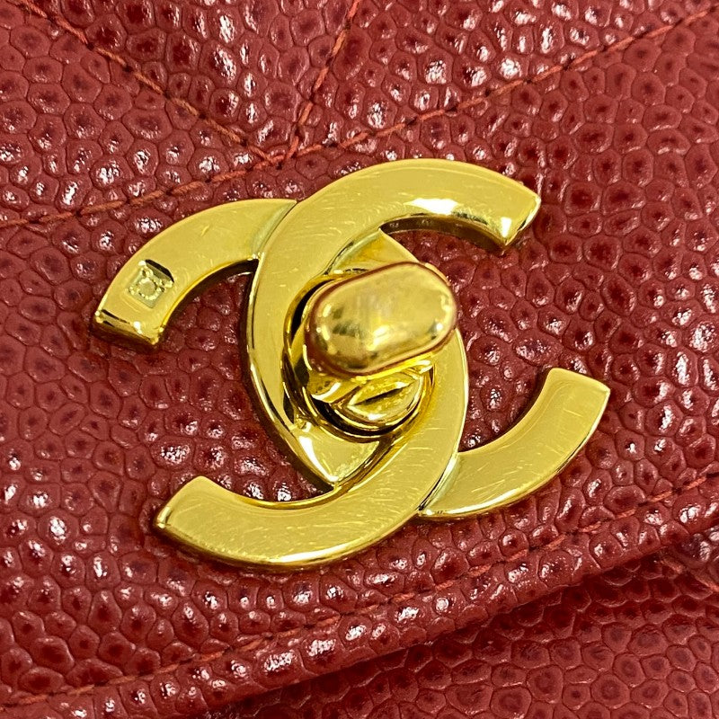 シャネル CHANEL ダイアナ25 A01165 3番台 レッド 金具ゴールド キャビアスキン レディース ショルダーバッグ
