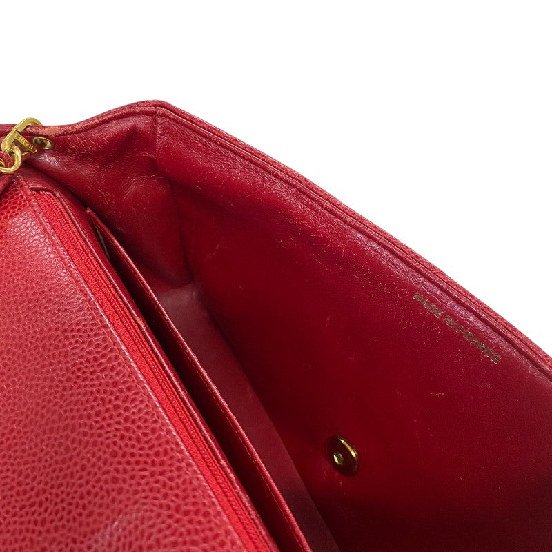 シャネル CHANEL ダイアナ25 A01165 レッド ゴールド金具 キャビアスキン レディース ショルダーバッグ