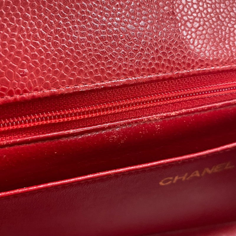 シャネル CHANEL ダイアナ25 A01165 レッド ゴールド金具 キャビアスキン レディース ショルダーバッグ