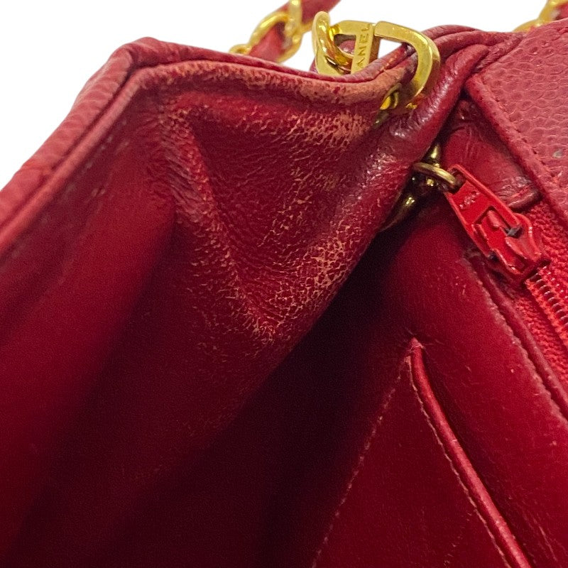 シャネル CHANEL ダイアナ25 A01165 レッド ゴールド金具 キャビアスキン レディース ショルダーバッグ