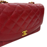 シャネル CHANEL ダイアナ25 A01165 レッド ゴールド金具 キャビアスキン レディース ショルダーバッグ