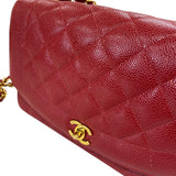 シャネル CHANEL ダイアナ25 A01165 レッド ゴールド金具 キャビアスキン レディース ショルダーバッグ