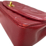 シャネル CHANEL ダイアナ25 A01165 レッド ゴールド金具 キャビアスキン レディース ショルダーバッグ