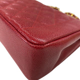 シャネル CHANEL ダイアナ25 A01165 レッド ゴールド金具 キャビアスキン レディース ショルダーバッグ