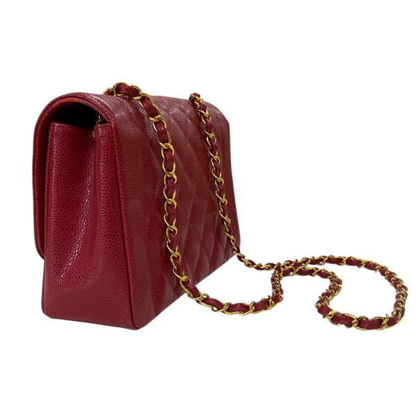 シャネル CHANEL ダイアナ25 A01165 レッド ゴールド金具 キャビアスキン レディース ショルダーバッグ