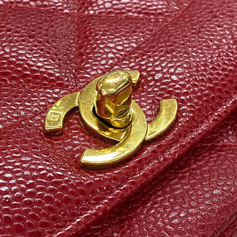 シャネル CHANEL ダイアナ25 A01165 レッド ゴールド金具 キャビアスキン レディース ショルダーバッグ