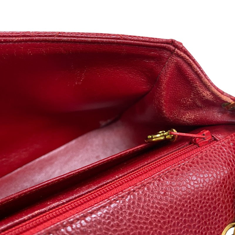 シャネル CHANEL ダイアナ25 A01165 レッド ゴールド金具 キャビアスキン レディース ショルダーバッグ